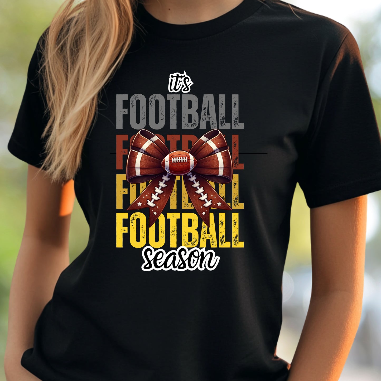 It’s Football Season Bow T-Shirt – Cute Game Day Graphic Tee